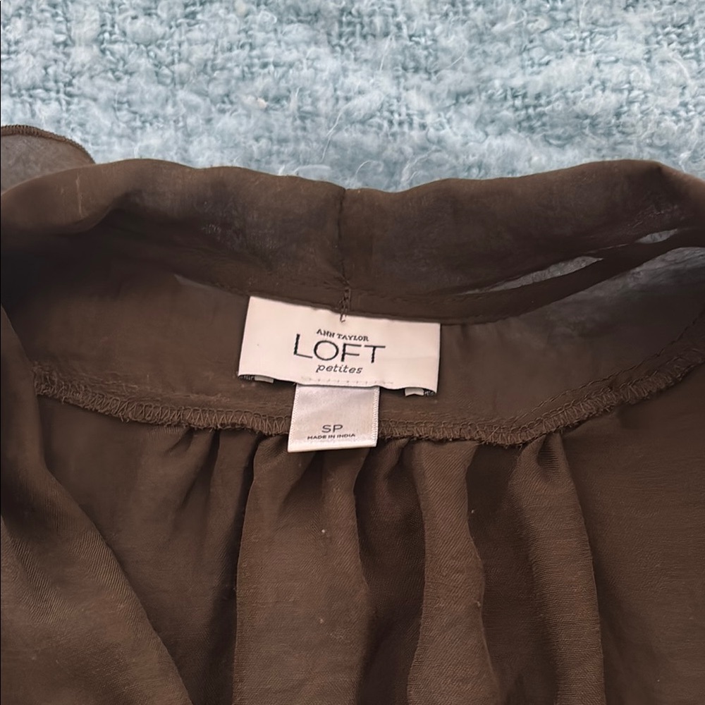 LOFT Chocolate Brown Ruffle Blouse - Picture 2 of 3